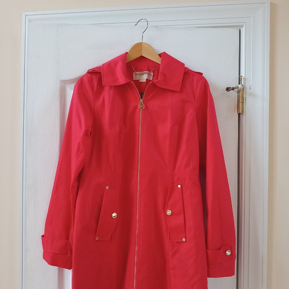 Michael Kors Hooded Red Trench Coat